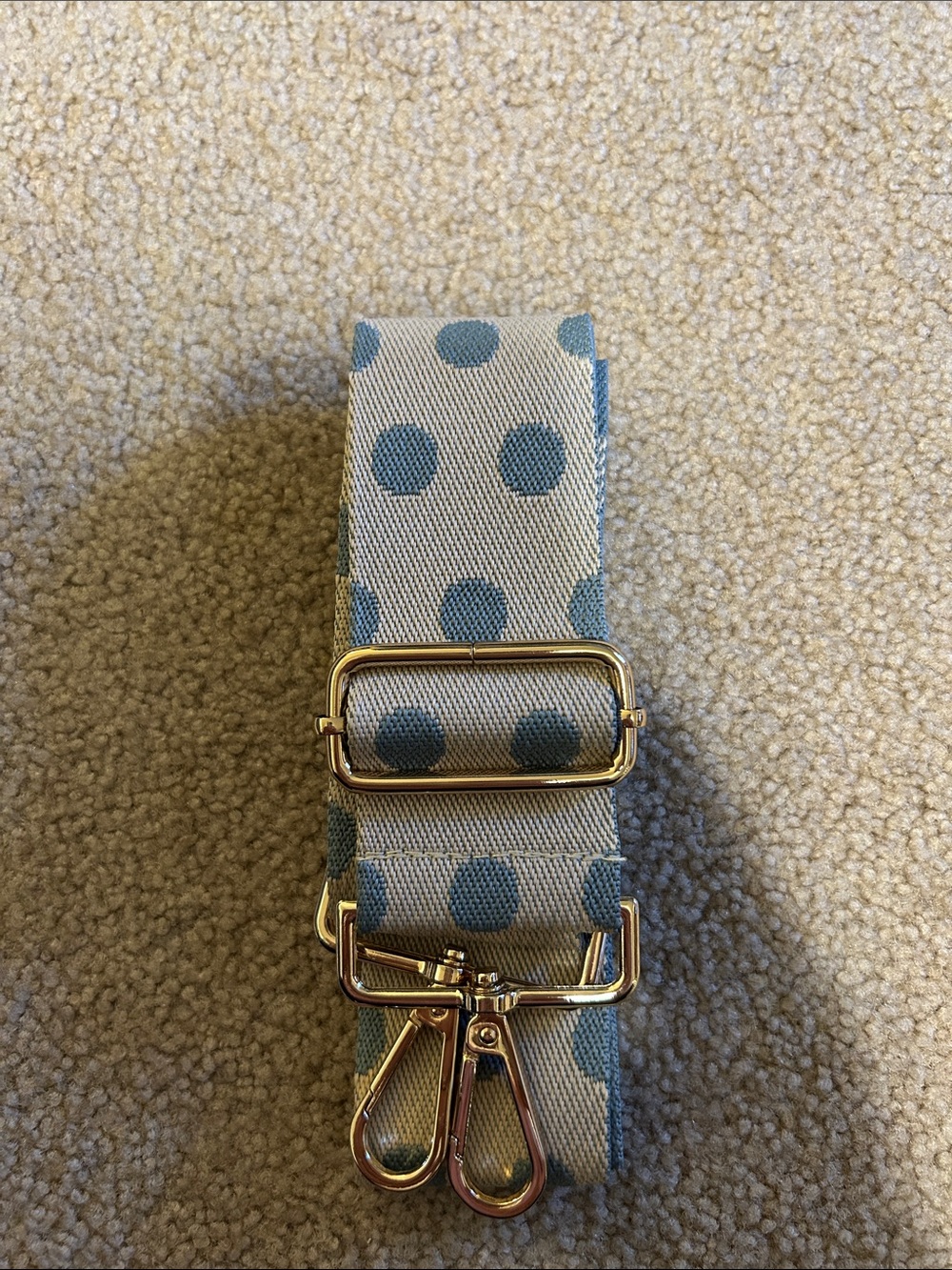 Polka Dot Adjustable Crossbody Strap - Blue and Cream